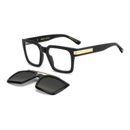 Lunettes de vue avec clip solaire Dsquared2 D2 0220/C Black Gold / verres Grey Shaded Polarized (2M2-WJ)
