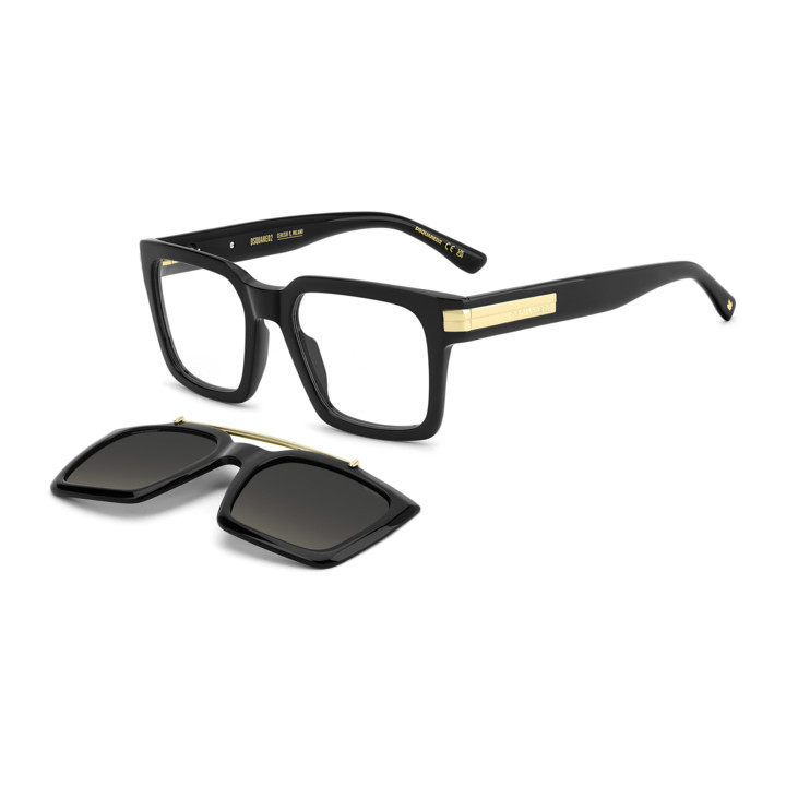 Lunettes de vue avec clip solaire Dsquared2 D2 0220/C Black Gold / verres Grey Shaded Polarized (2M2-WJ)