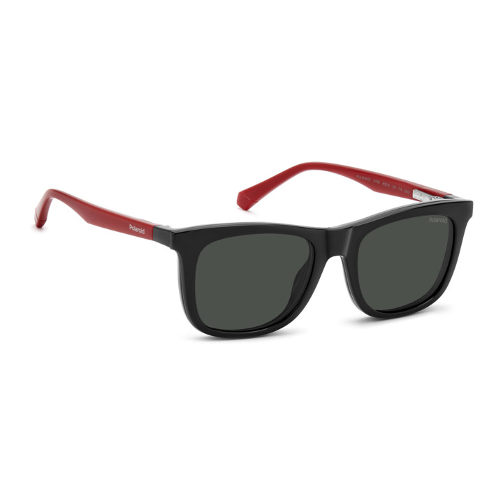 Lunettes de vue avec clip solaire Polaroid Kids PLD 8055/CS Black Red / verres Grey Polarized (OIT-M9)