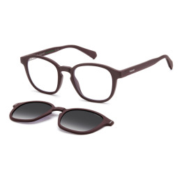 Lunettes de vue avec clip solaire Polaroid PLD 6203/CS Matte Burgundy / verres Grey Shaded Polarized (7BL-WJ)