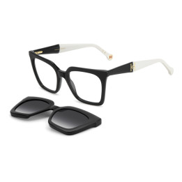 Lunettes de vue avec clip solaire Carolina Herrera HER 0376/C Black White / verres Grey Shaded Polarized (80S-WJ)