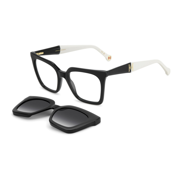 Lunettes de vue avec clip solaire Carolina Herrera HER 0376/C Black White / verres Grey Shaded Polarized (80S-WJ)