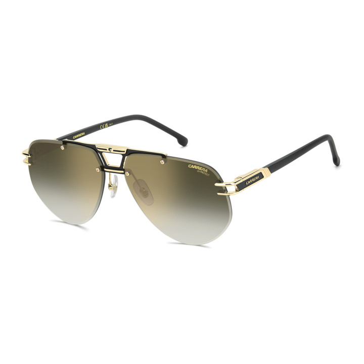 Lunettes de soleil Carrera 1087/S Matte Black Gold / verres Green Shaded Gold Mirror Antirefex (I46-D6)