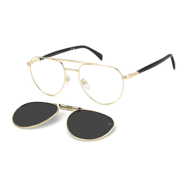Lunettes de vue avec clip solaire David Beckham DB 1238/C Gold Black 2 / verres Grey Polarized (RHL-M9)