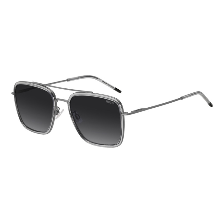 Lunettes de soleil HUGO HG 1404/G/S Shaded Grey Texture Transparent Gre / verres Dark Grey Shaded (KAC-9O)