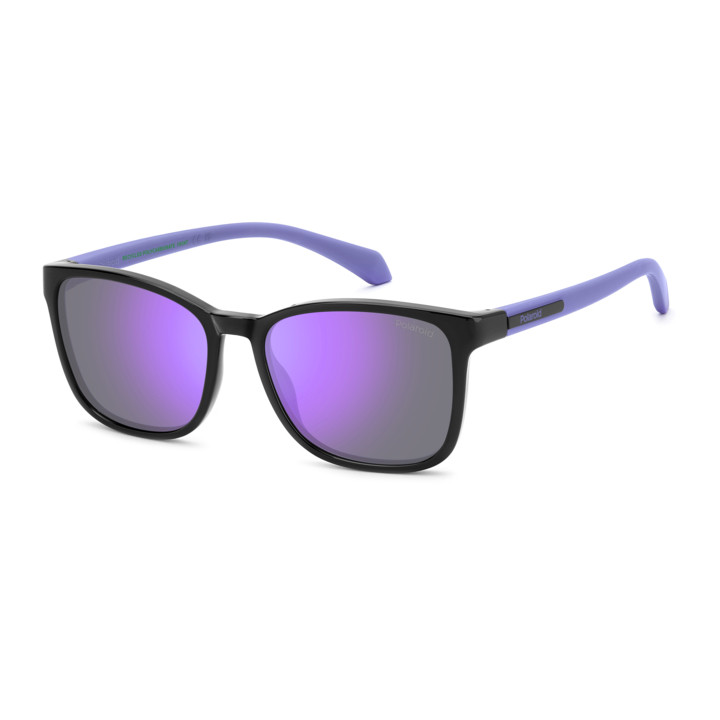 Lunettes de soleil Polaroid Kids PLD 8077/S Black Lilac / verres Violet Mirror Polarized (1X2-MF)