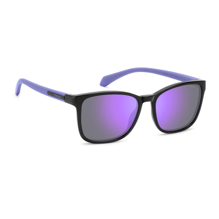 Lunettes de soleil Polaroid Kids PLD 8077/S Black Lilac / verres Violet Mirror Polarized (1X2-MF)