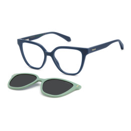 Lunettes de vue avec clip solaire Polaroid Kids PLD D852/C Teal / verres Grey Polarized (ZI9-M9)