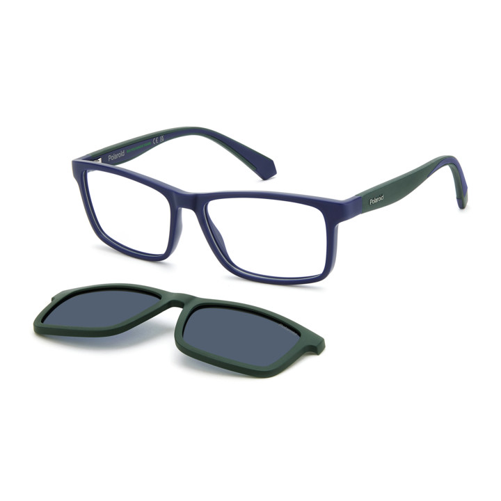 Lunettes de vue avec clip solaire Polaroid Kids PLD D854/C Matte Blue / verres Blue Polarized (FLL-C3)