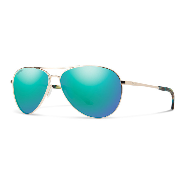 Lunettes de soleil Smith LANGLEY 2 Gold / verres Blue Mirror Polarized High Contrast (J5G-QG)