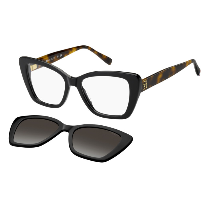 Lunettes de vue avec clip solaire Tommy Hilfiger TH 2347/C Black Havana / verres Brown Shaded Polarized (WR7-LA)