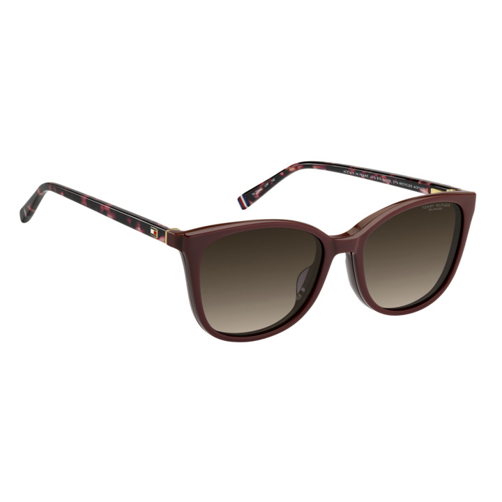 Lunettes de vue avec clip solaire Tommy Hilfiger TH 2294/C Burgundy 2 / verres Grey Shaded Polarized (LHF-WJ)