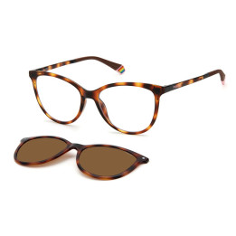 Lunettes de vue avec clip solaire Polaroid PLD 6138/CS Havana / verres Bronze Polarized (086-SP)