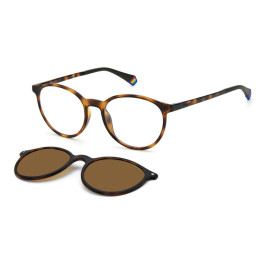 Lunettes de vue avec clip solaire Polaroid PLD 6137/CS Havana / verres Bronze Polarized (086-SP)