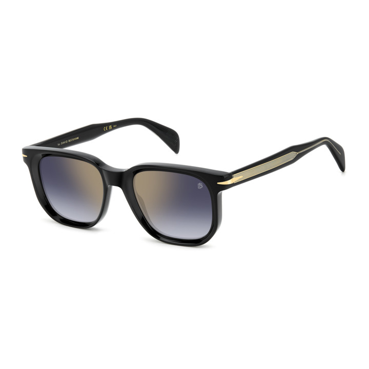 Lunettes de soleil David Beckham DB 7133/S Black / verres Blue Shaded Gold Mirror (807-1V)