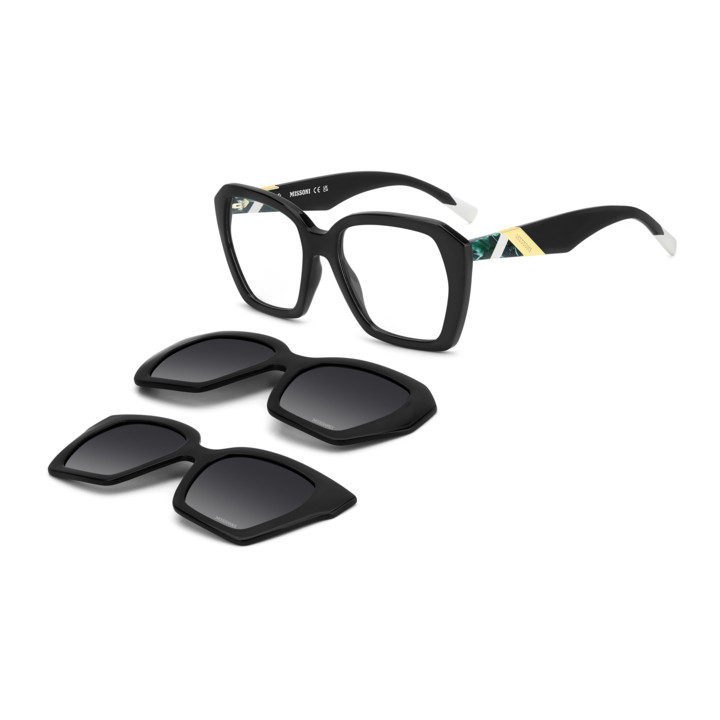Lunettes de vue avec clip solaire Missoni MIS 0222/C2 Black / verres Grey Shaded Polarized (807-WJ)