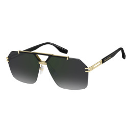 Lunettes de soleil Marc Jacobs MARC 837/S Gold Black 2 / verres Grey Shaded Green Mirror (RHL-NU)