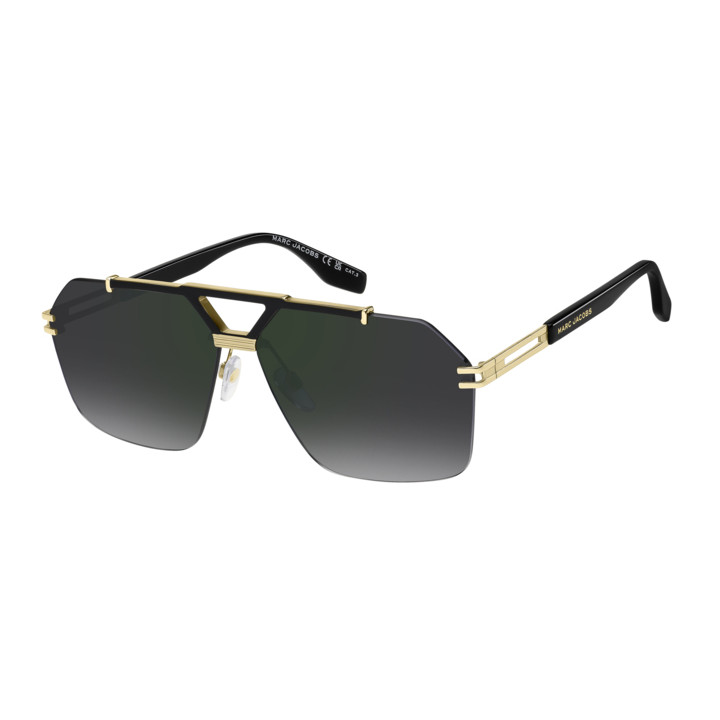 Lunettes de soleil Marc Jacobs MARC 837/S Gold Black 2 / verres Grey Shaded Green Mirror (RHL-NU)
