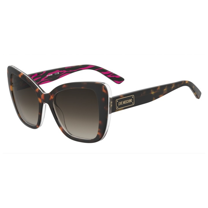 Lunettes de soleil Moschino Love MOL083/S Pink Havana Pattern / verres Brown Shaded (2VL-HA)