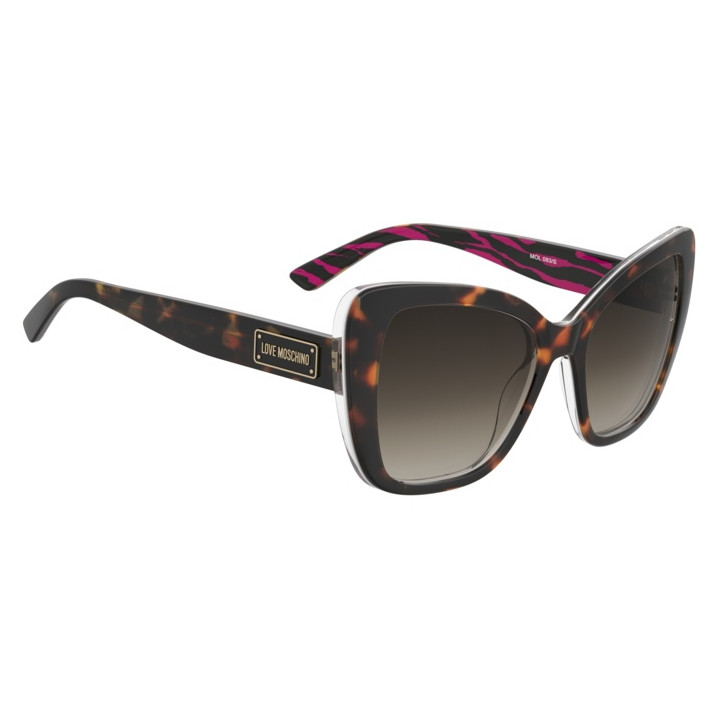 Lunettes de soleil Moschino Love MOL083/S Pink Havana Pattern / verres Brown Shaded (2VL-HA)