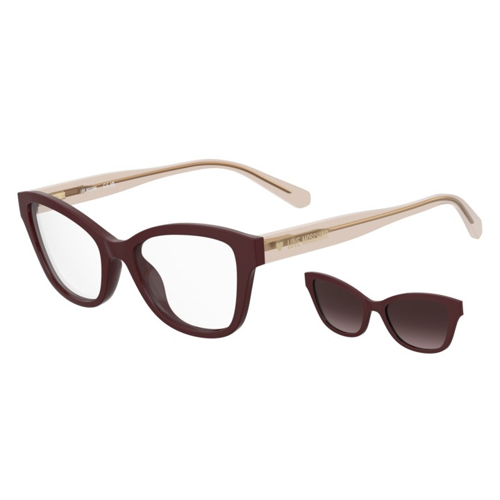 Lunettes de vue avec clip solaire Moschino Love MOL657/C/TN Burgundy 2 / verres Brown Shaded (LHF-HA)