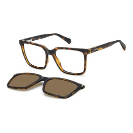 Lunettes de vue avec clip solaire Polaroid PLD D556/C Havana / verres Bronze Polarized (086-SP)