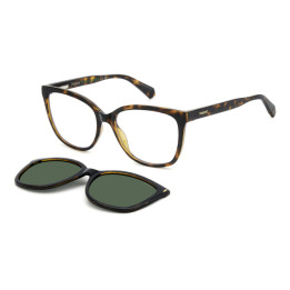 Lunettes de vue avec clip solaire Polaroid PLD 6229/CS Havana / verres Green Polarized (086-UC)