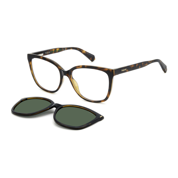Lunettes de vue avec clip solaire Polaroid PLD 6229/CS Havana / verres Green Polarized (086-UC)
