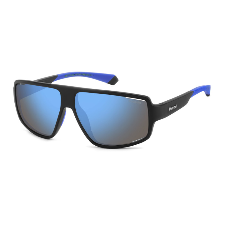Lunettes de soleil Polaroid PLD 7054/S Matte Black Blue / verres Blue Mirror Polarized (0VK-5X)