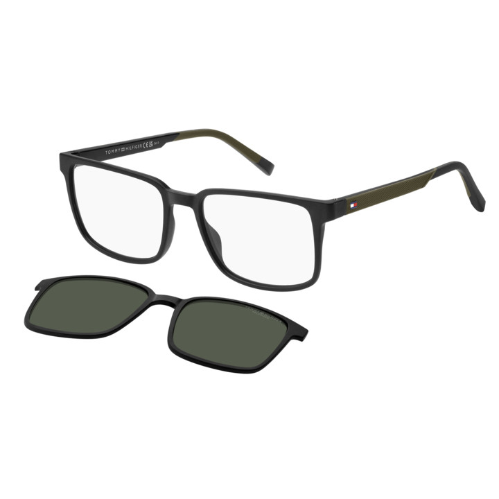 Lunettes de vue avec clip solaire Tommy Hilfiger TH 2145/CS Black Green / verres Green Polarized (7ZJ-UC)