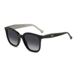 Lunettes de soleil Carolina Herrera HER 0225/G/S Black Silver / verres Dark Grey Shaded (BSC-9O)