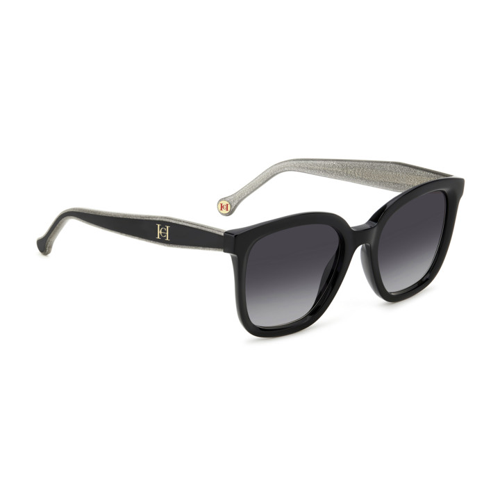 Lunettes de soleil Carolina Herrera HER 0225/G/S Black Silver / verres Dark Grey Shaded (BSC-9O)