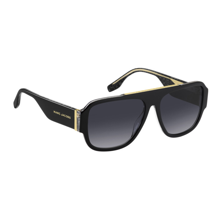 Lunettes de soleil Marc Jacobs MARC 756/S Black Pattern Grey / verres Dark Grey Shaded (1EI-9O)