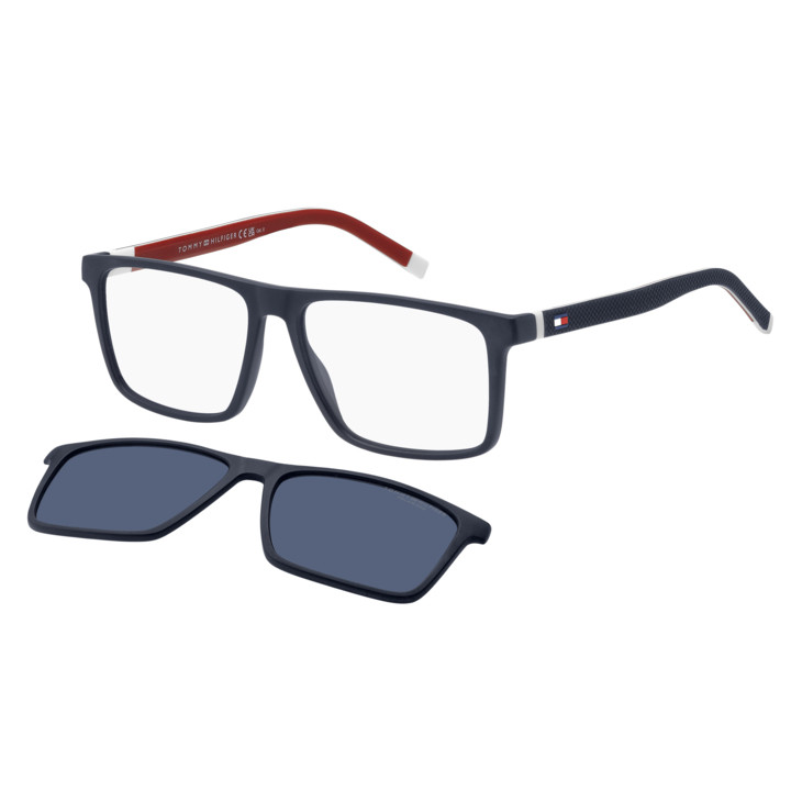 Lunettes de vue avec clip solaire Tommy Hilfiger TH 2086/CS Matte Blue / verres Blue Polarized (FLL-C3)