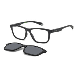 Lunettes de vue avec clip solaire Polaroid PLD 2147/CS Matte Black Grey / verres Grey Polarized (O6W-M9)
