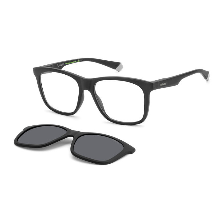 Lunettes de vue avec clip solaire Polaroid PLD 2148/CS Matte Black Grey / verres Grey Polarized (O6W-M9)