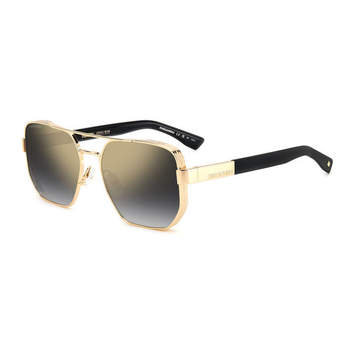 Lunettes de soleil Dsquared2 D2 0083/S Gold Black 2 / verres Grey Shaded Gold Mirror (RHL-FQ)