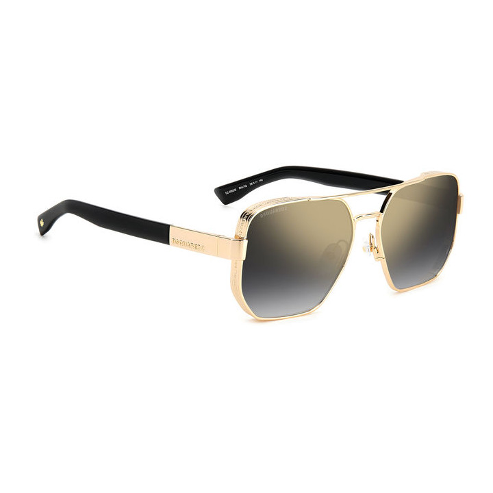 Lunettes de soleil Dsquared2 D2 0083/S Gold Black 2 / verres Grey Shaded Gold Mirror (RHL-FQ)