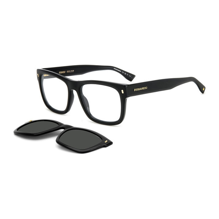 Lunettes de vue avec clip solaire Dsquared2 D2 0100/CS Black / verres Grey Polarized (807-M9)