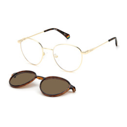 Lunettes de vue avec clip solaire Polaroid PLD 6158/CS Gold / verres Bronze Polarized (J5G-SP)