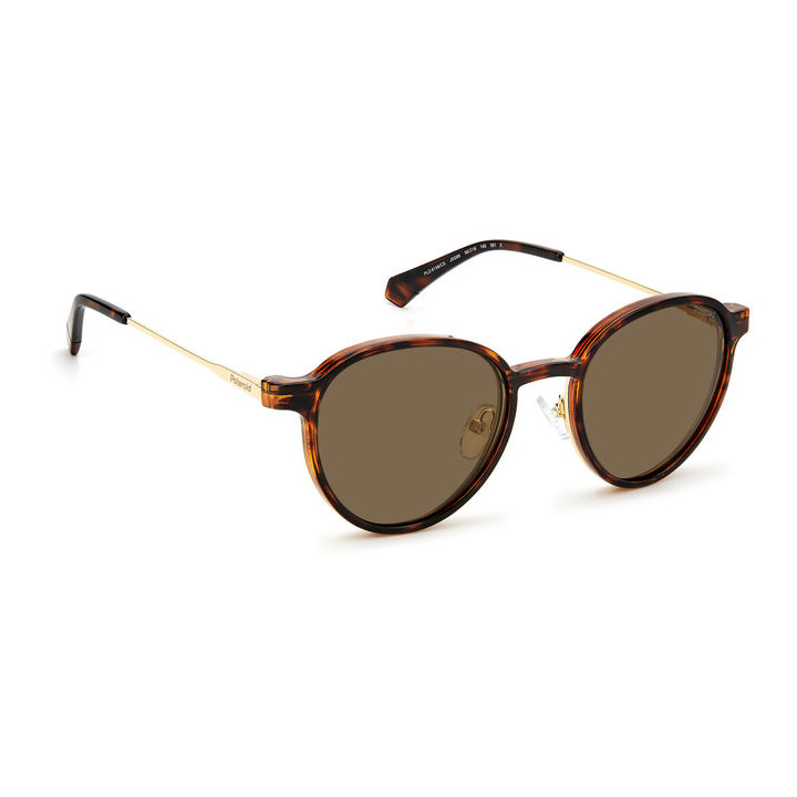 Lunettes de vue avec clip solaire Polaroid PLD 6158/CS Gold / verres Bronze Polarized (J5G-SP)