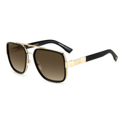 Lunettes de soleil Dsquared2 D2 0060/S Gold Black 2 / verres Brown Shaded (RHL-HA)