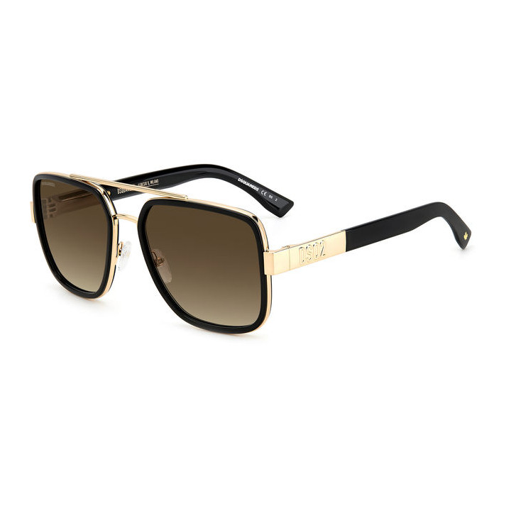 Lunettes de soleil Dsquared2 D2 0060/S Gold Black 2 / verres Brown Shaded (RHL-HA)