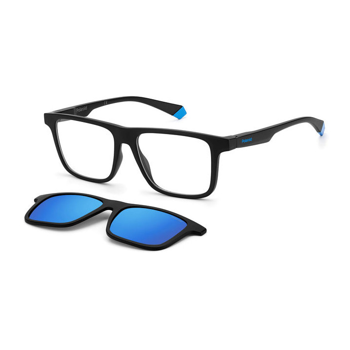 Lunettes de vue avec clip solaire Polaroid PLD 2131/CS Matte Black Blue / verres Blue Mirror Polarized (0VK-5X)