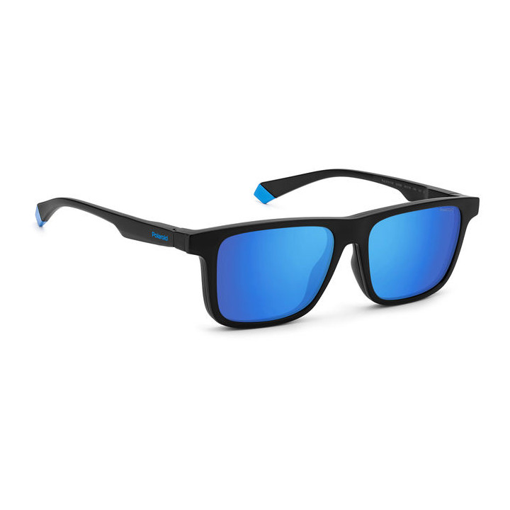 Lunettes de vue avec clip solaire Polaroid PLD 2131/CS Matte Black Blue / verres Blue Mirror Polarized (0VK-5X)