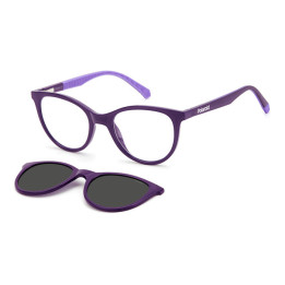 Lunettes de vue avec clip solaire Polaroid Kids PLD 8051/CS Lilac / verres Grey Polarized (789-M9)