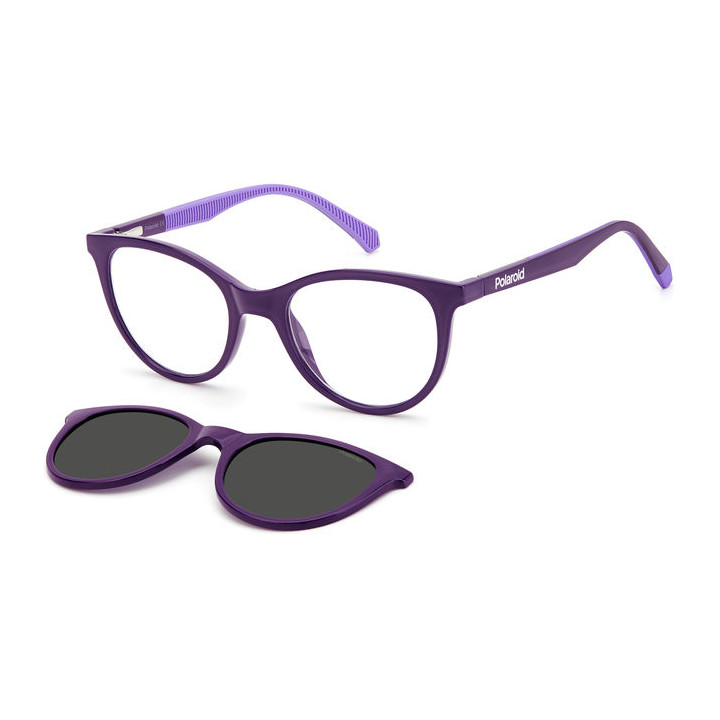 Lunettes de vue avec clip solaire Polaroid Kids PLD 8051/CS Lilac / verres Grey Polarized (789-M9)