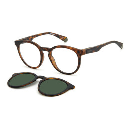 Lunettes de vue avec clip solaire Polaroid PLD 2132/CS Matte Havana / verres Green Polarized (N9P-UC)