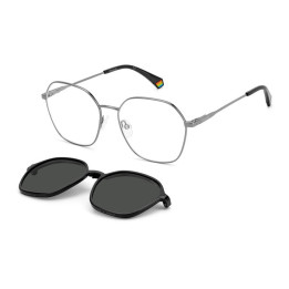 Lunettes de vue avec clip solaire Polaroid PLD 6183/CS Dark Ruthenium Black / verres Grey Polarized (V81-M9)