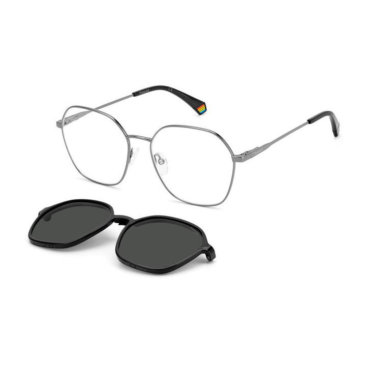 Lunettes de vue avec clip solaire Polaroid PLD 6183/CS Dark Ruthenium Black / verres Grey Polarized (V81-M9)